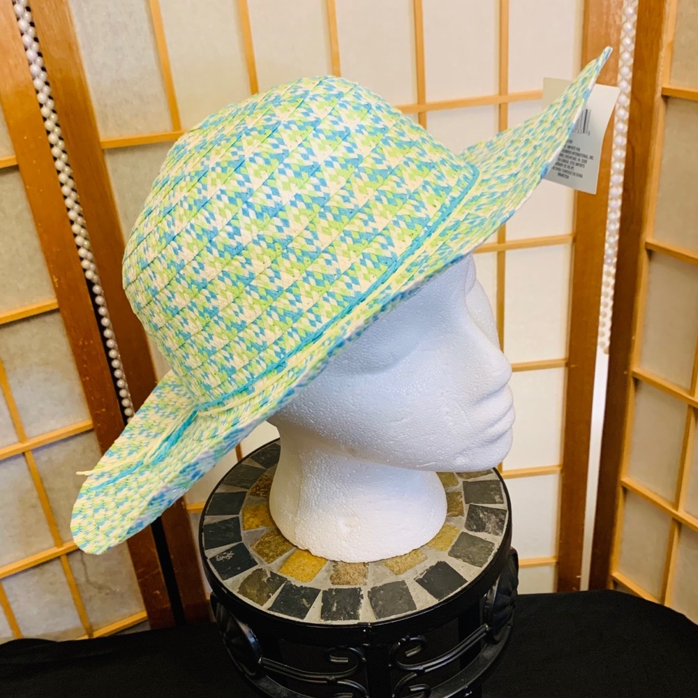 FLOPPY GREEN-BLUE SUN HAT FOR GIRL’S NWT - Picture 2 of 6